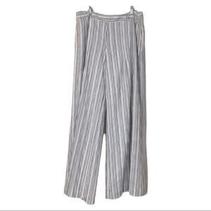Spanner Sport White Gray Stripe Wide Leg High Rise Pants NEW Women's Size 14